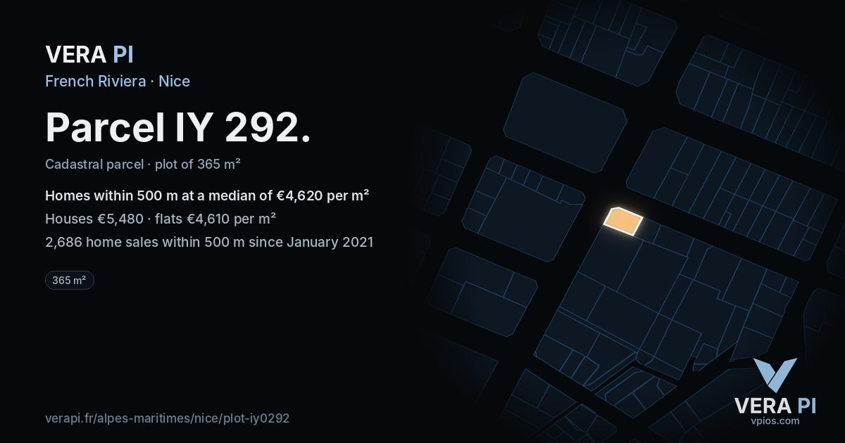 Parcel IY 292, Nice at night – the plot lit, the parcels around coloured by the prices near them