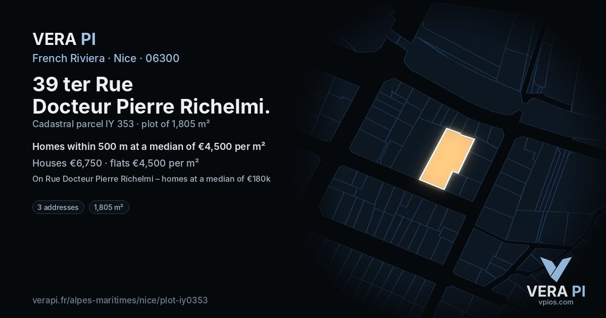 39 ter Rue Docteur Pierre Richelmi, Nice at night – the plot lit, the parcels around coloured by the prices near them