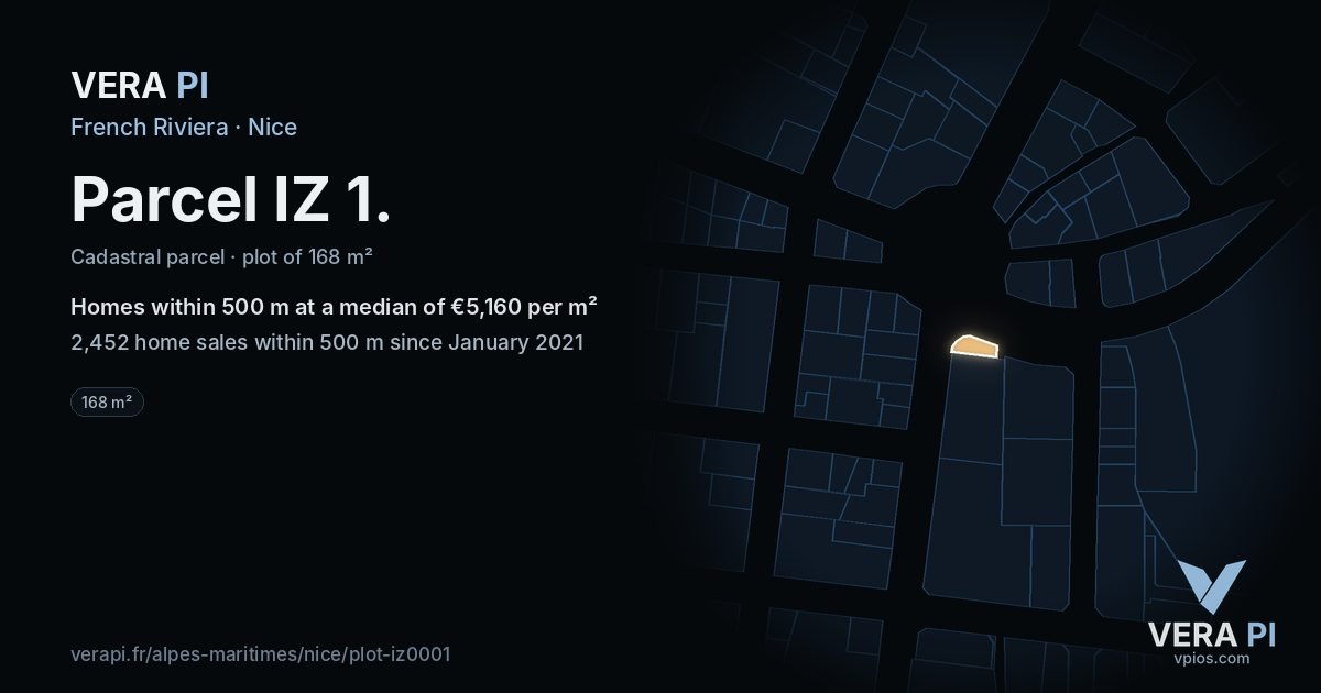 Parcel IZ 1, Nice at night – the plot lit, the parcels around coloured by the prices near them