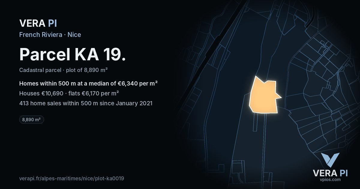 Parcel KA 19, Nice at night – the plot lit, the parcels around coloured by the prices near them