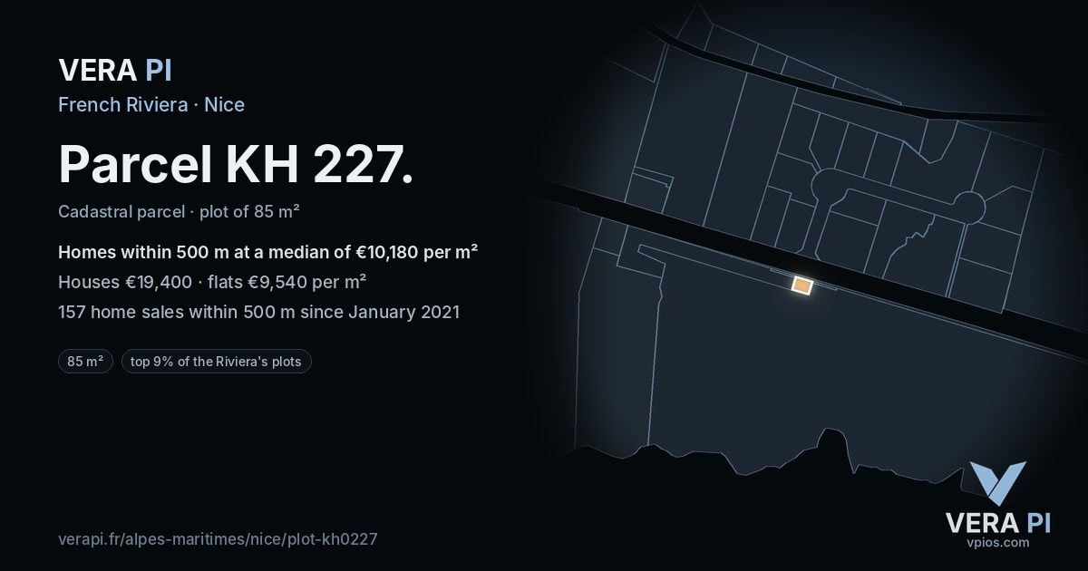 Parcel KH 227, Nice at night – the plot lit, the parcels around coloured by the prices near them