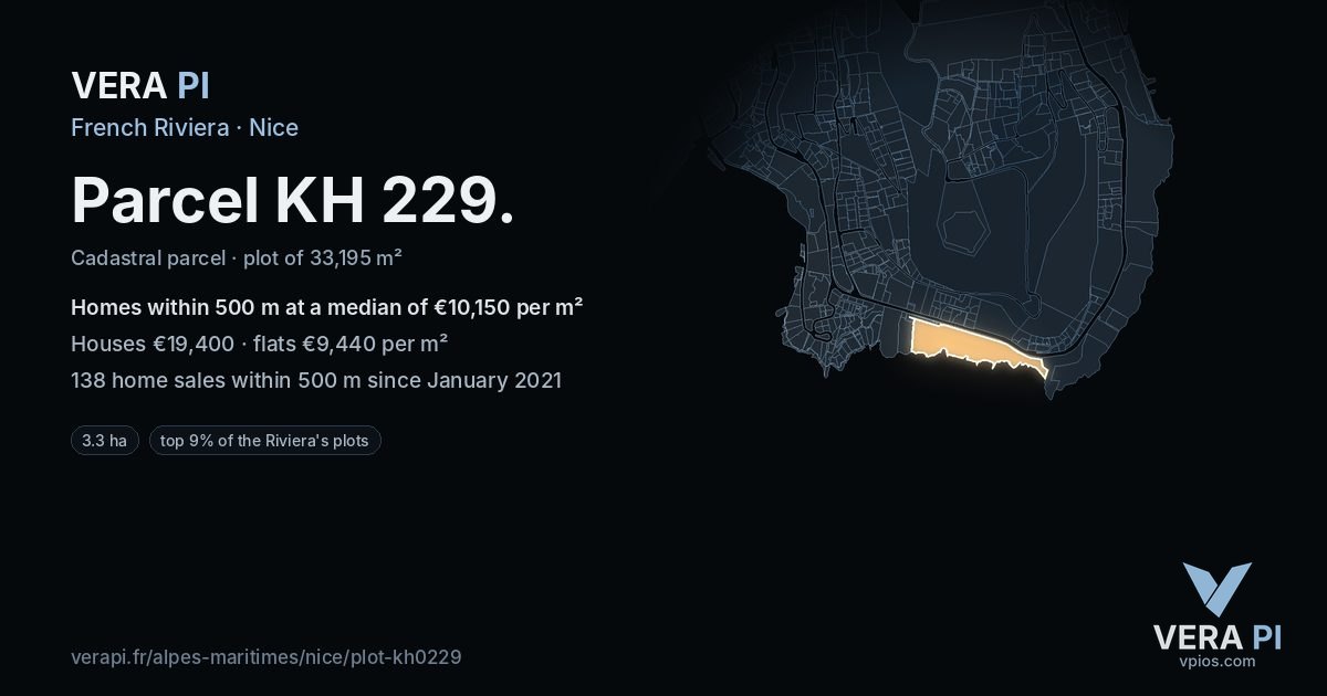 Parcel KH 229, Nice at night – the plot lit, the parcels around coloured by the prices near them