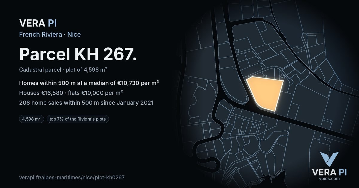 Parcel KH 267, Nice at night – the plot lit, the parcels around coloured by the prices near them