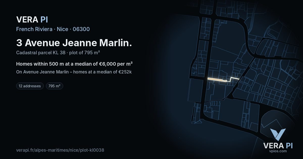 3 Avenue Jeanne Marlin, Nice at night – the plot lit, the parcels around coloured by the prices near them