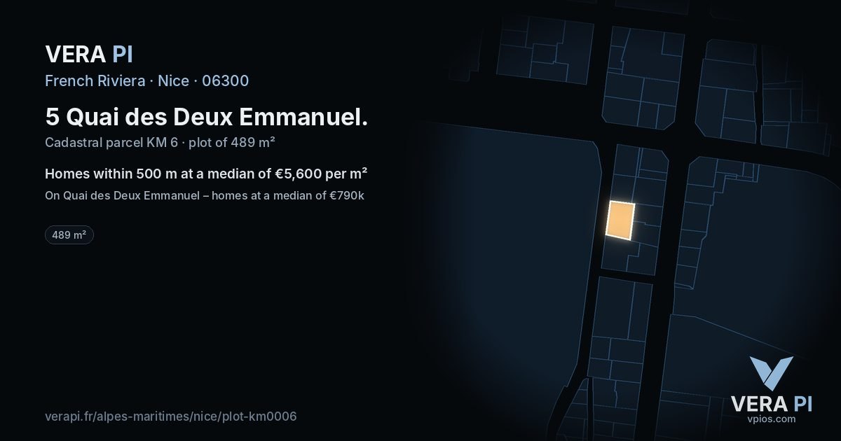 5 Quai des Deux Emmanuel, Nice at night – the plot lit, the parcels around coloured by the prices near them