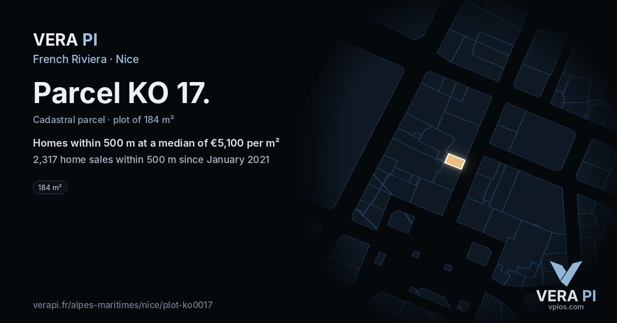Parcel KO 17, Nice at night – the plot lit, the parcels around coloured by the prices near them