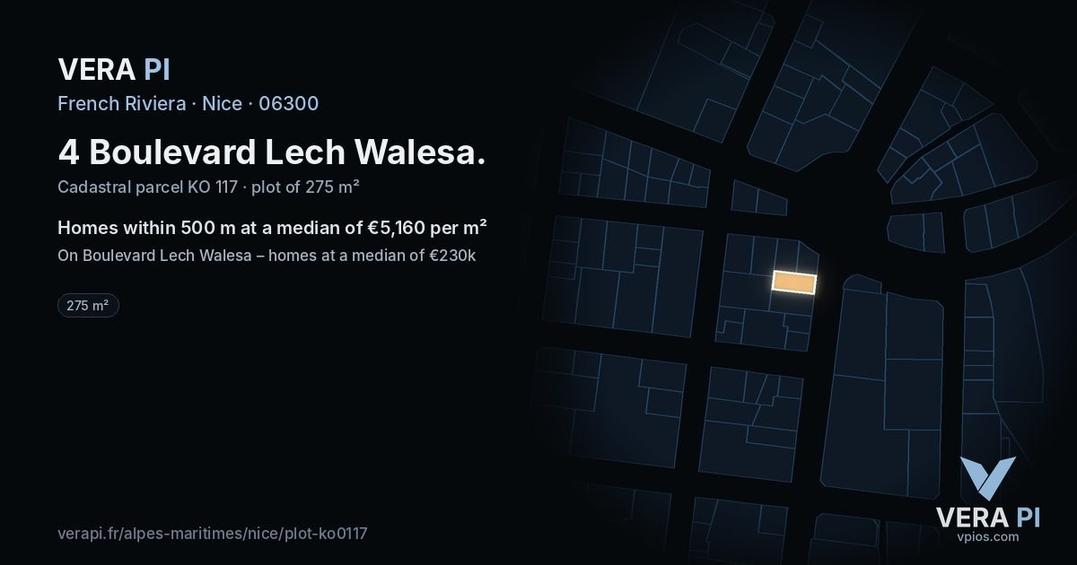 4 Boulevard Lech Walesa, Nice at night – the plot lit, the parcels around coloured by the prices near them