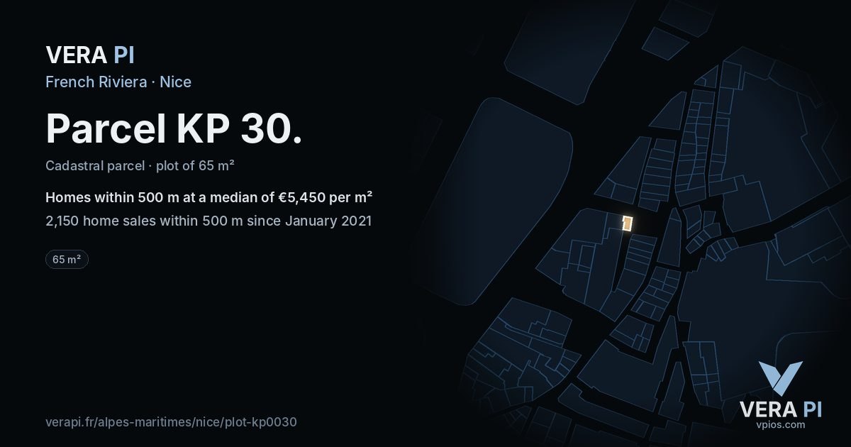 Parcel KP 30, Nice at night – the plot lit, the parcels around coloured by the prices near them