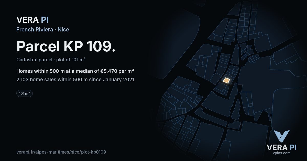 Parcel KP 109, Nice at night – the plot lit, the parcels around coloured by the prices near them
