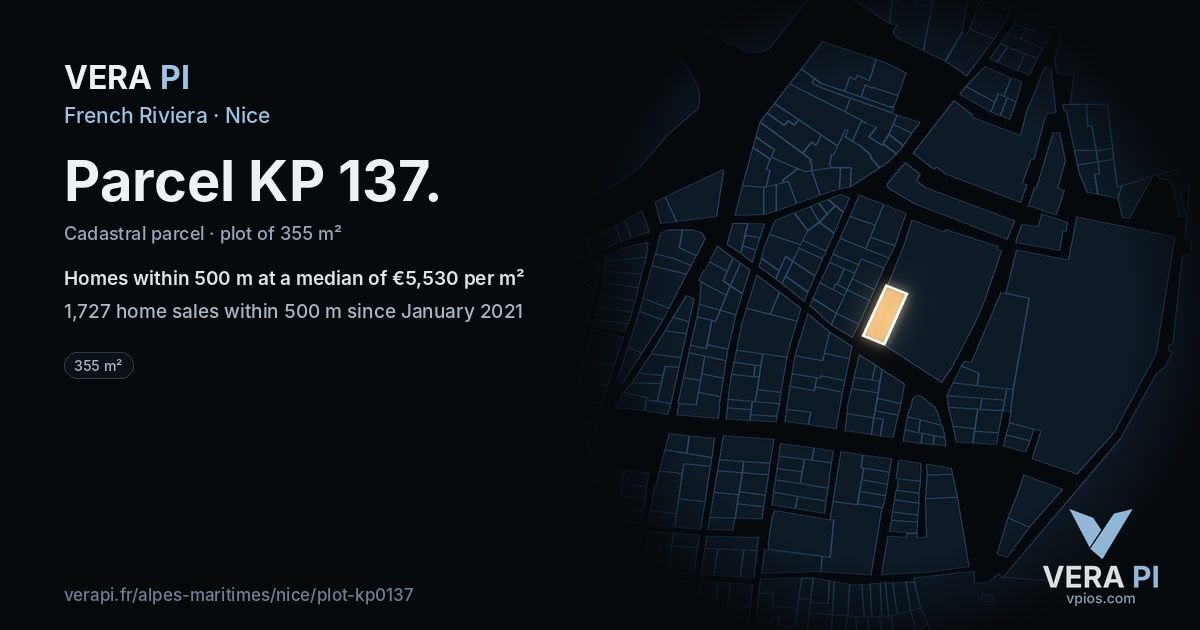 Parcel KP 137, Nice at night – the plot lit, the parcels around coloured by the prices near them