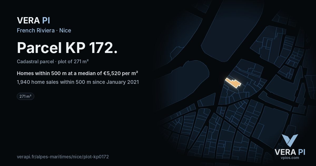 Parcel KP 172, Nice at night – the plot lit, the parcels around coloured by the prices near them