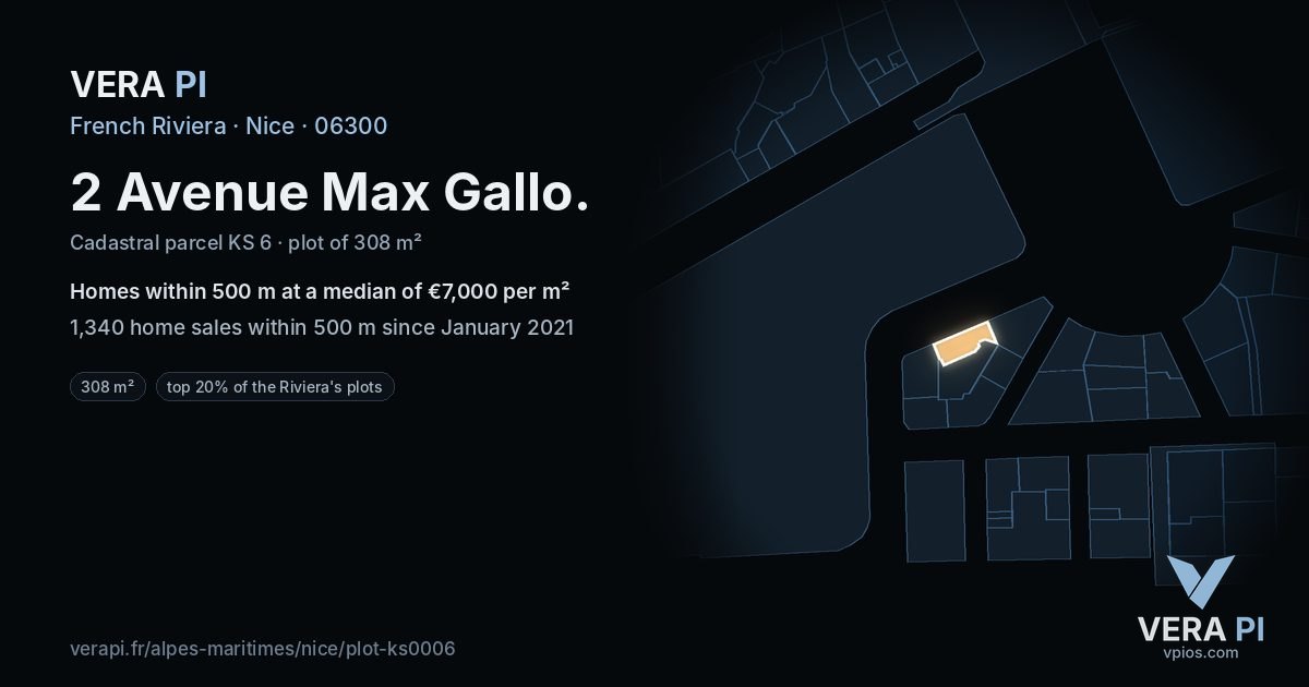 2 Avenue Max Gallo, Nice at night – the plot lit, the parcels around coloured by the prices near them