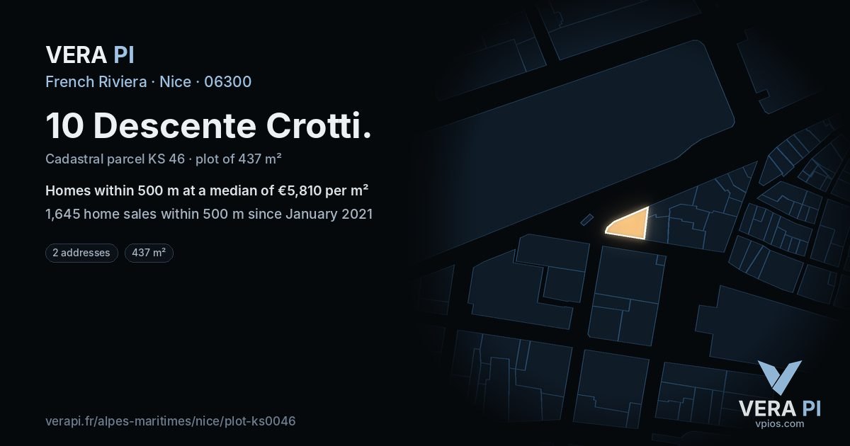 10 Descente Crotti, Nice at night – the plot lit, the parcels around coloured by the prices near them