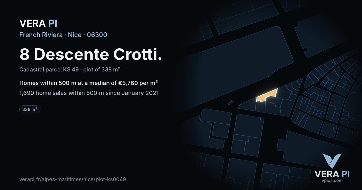 8 Descente Crotti, Nice at night – the plot lit, the parcels around coloured by the prices near them