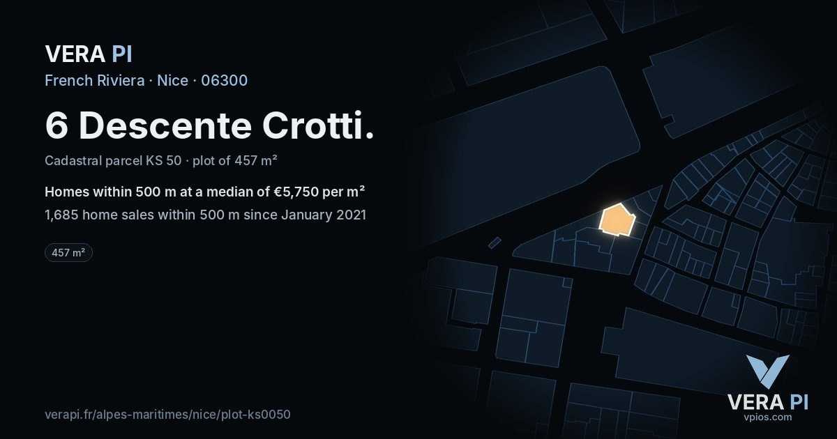 6 Descente Crotti, Nice at night – the plot lit, the parcels around coloured by the prices near them