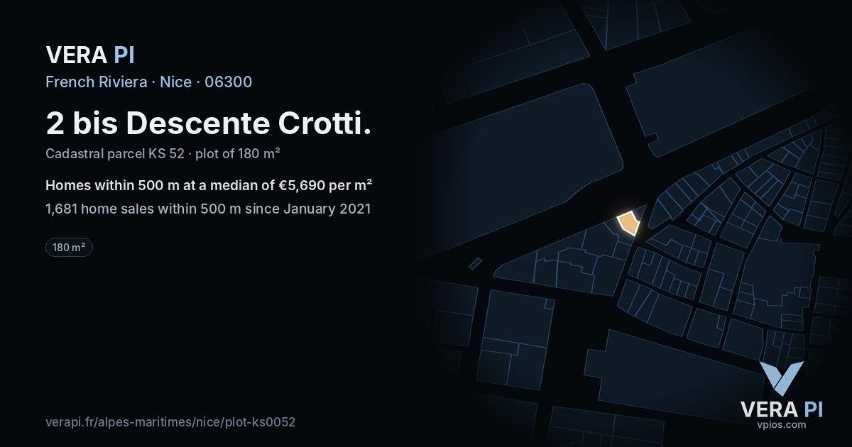 2 bis Descente Crotti, Nice at night – the plot lit, the parcels around coloured by the prices near them