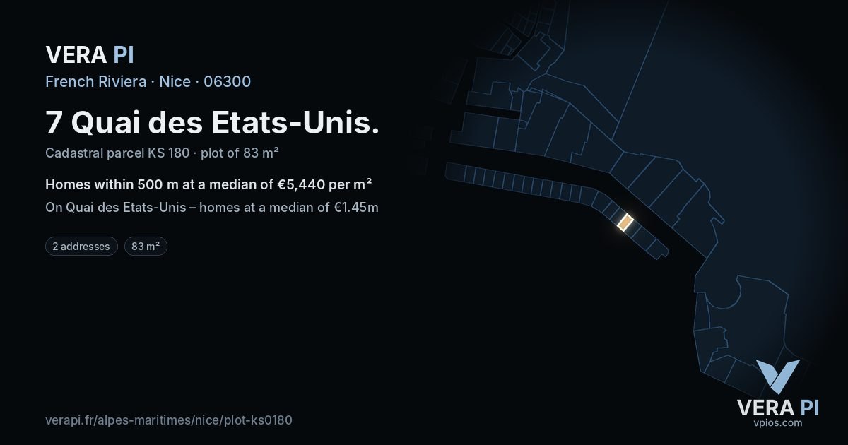 7 Quai des Etats-Unis, Nice at night – the plot lit, the parcels around coloured by the prices near them