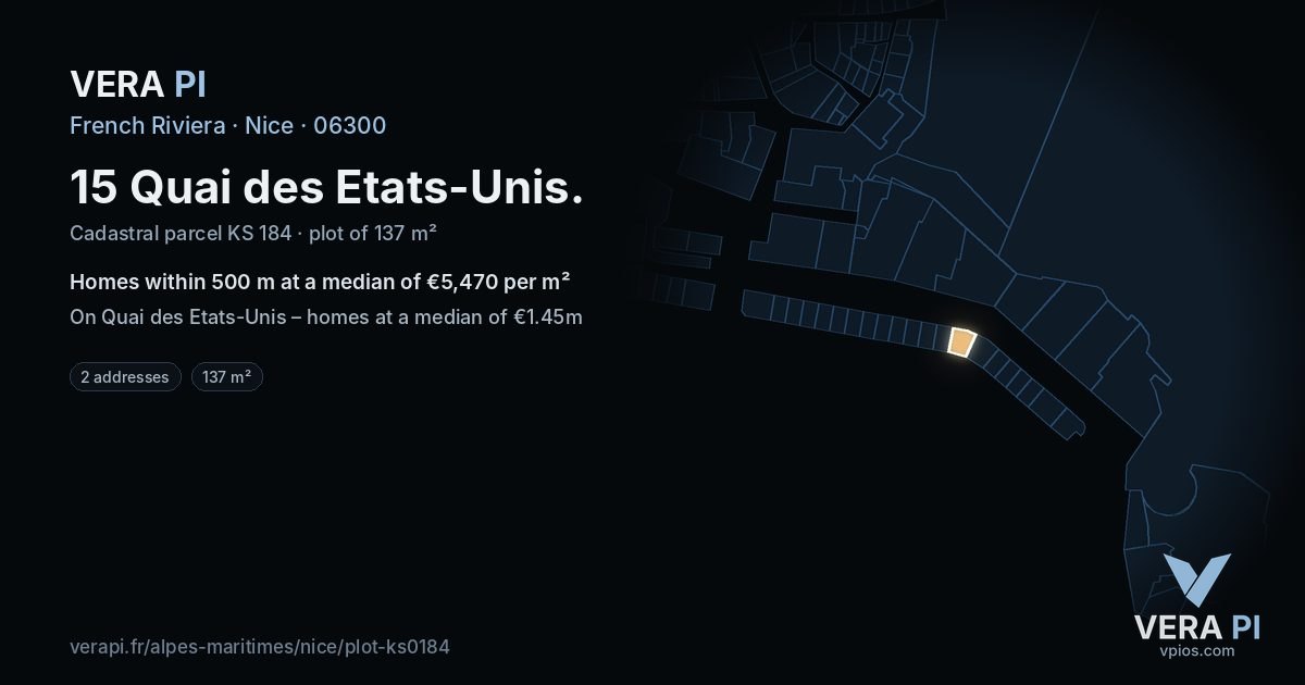 15 Quai des Etats-Unis, Nice at night – the plot lit, the parcels around coloured by the prices near them