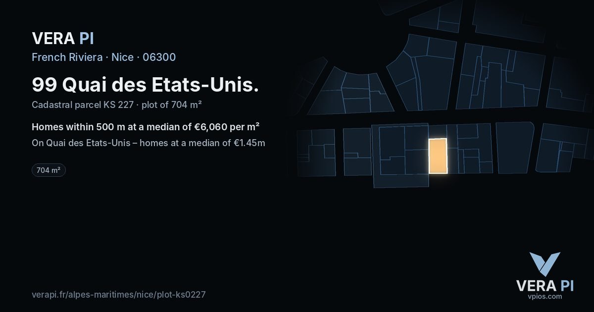 99 Quai des Etats-Unis, Nice at night – the plot lit, the parcels around coloured by the prices near them