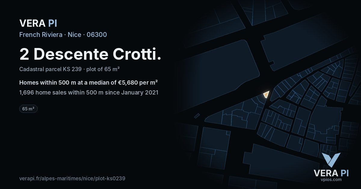 2 Descente Crotti, Nice at night – the plot lit, the parcels around coloured by the prices near them