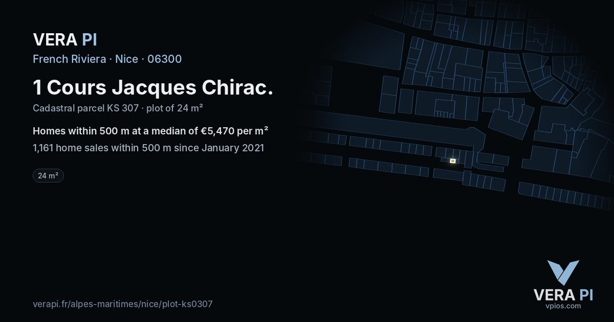 1 Cours Jacques Chirac, Nice at night – the plot lit, the parcels around coloured by the prices near them