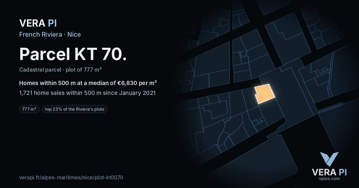 Parcel KT 70, Nice at night – the plot lit, the parcels around coloured by the prices near them