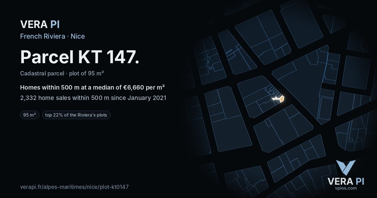 Parcel KT 147, Nice at night – the plot lit, the parcels around coloured by the prices near them