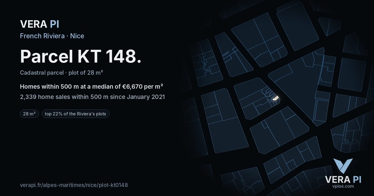 Parcel KT 148, Nice at night – the plot lit, the parcels around coloured by the prices near them
