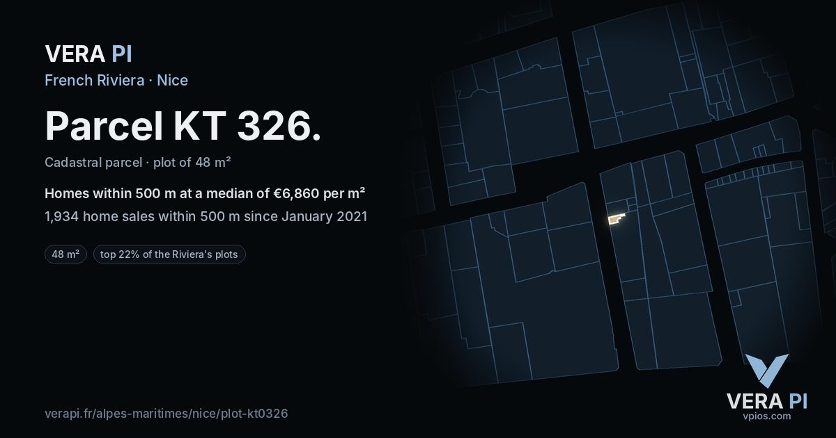 Parcel KT 326, Nice at night – the plot lit, the parcels around coloured by the prices near them