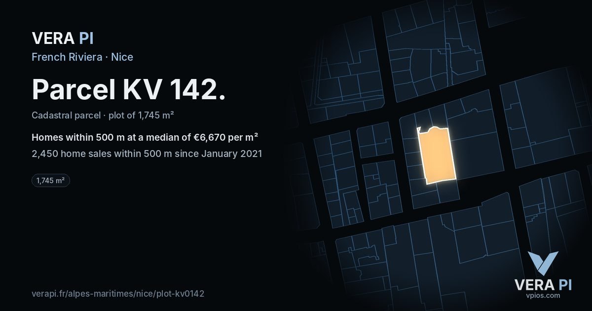 Parcel KV 142, Nice at night – the plot lit, the parcels around coloured by the prices near them