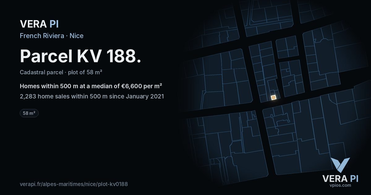 Parcel KV 188, Nice at night – the plot lit, the parcels around coloured by the prices near them