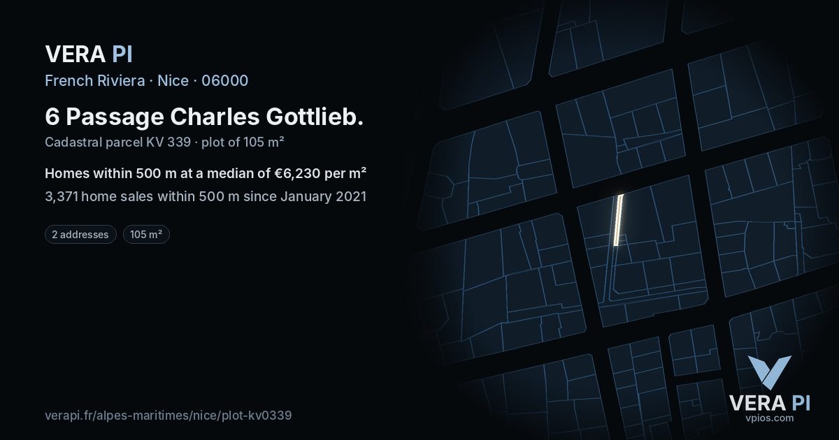 6 Passage Charles Gottlieb, Nice at night – the plot lit, the parcels around coloured by the prices near them