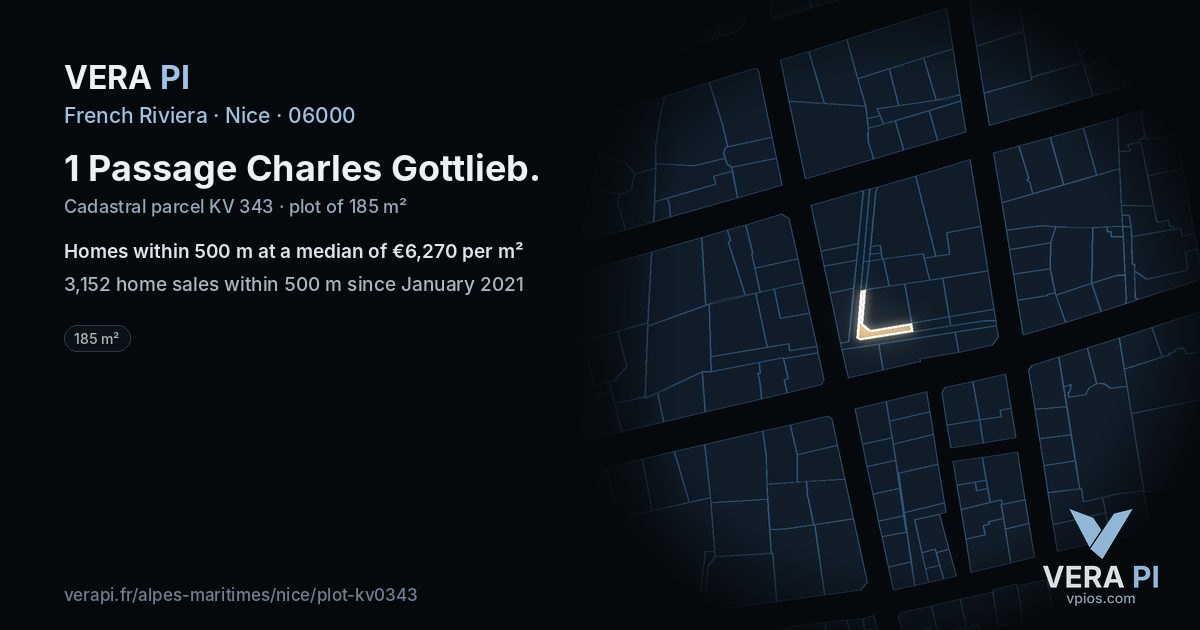 1 Passage Charles Gottlieb, Nice at night – the plot lit, the parcels around coloured by the prices near them