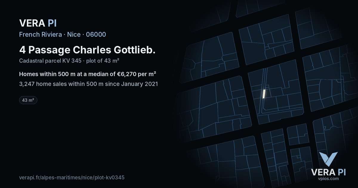 4 Passage Charles Gottlieb, Nice at night – the plot lit, the parcels around coloured by the prices near them