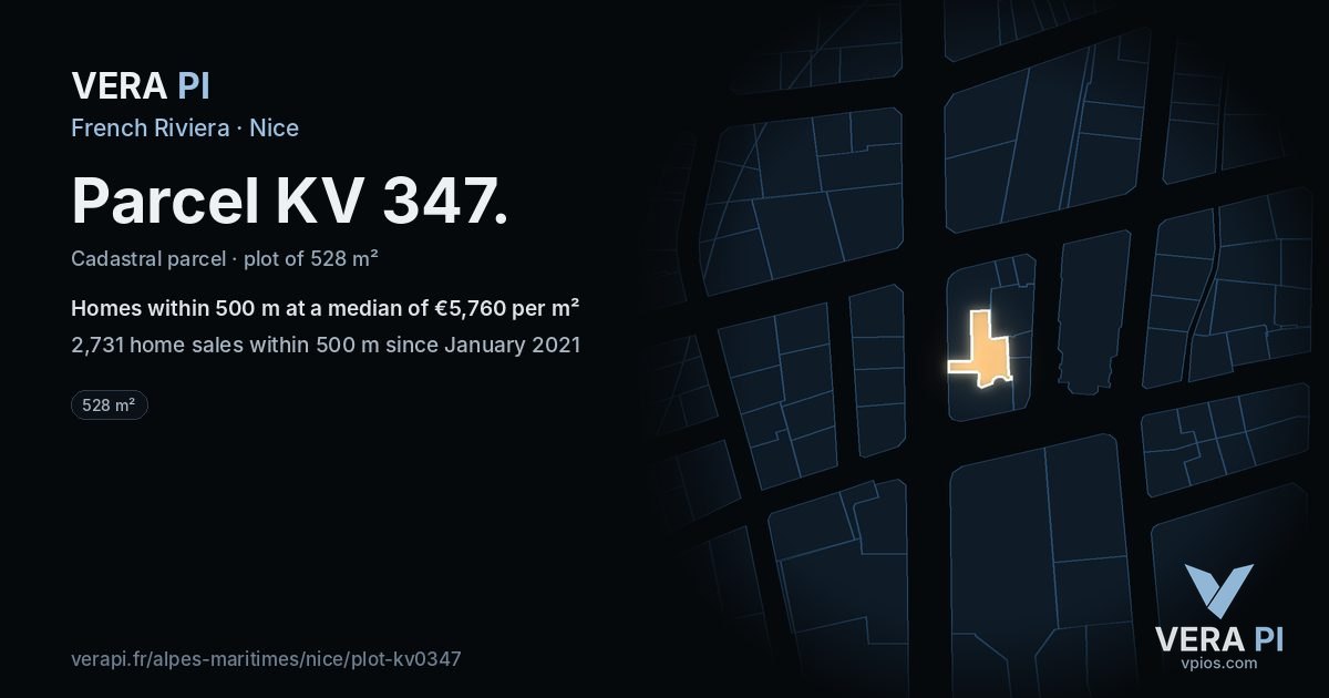 Parcel KV 347, Nice at night – the plot lit, the parcels around coloured by the prices near them