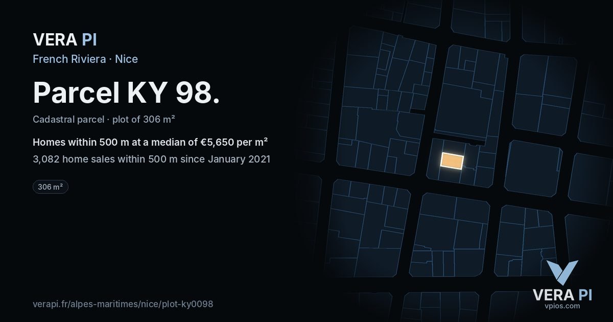 Parcel KY 98, Nice at night – the plot lit, the parcels around coloured by the prices near them