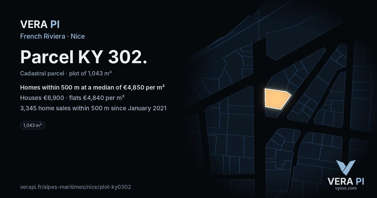 Parcel KY 302, Nice at night – the plot lit, the parcels around coloured by the prices near them
