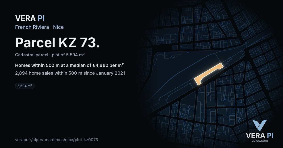 Parcel KZ 73, Nice at night – the plot lit, the parcels around coloured by the prices near them