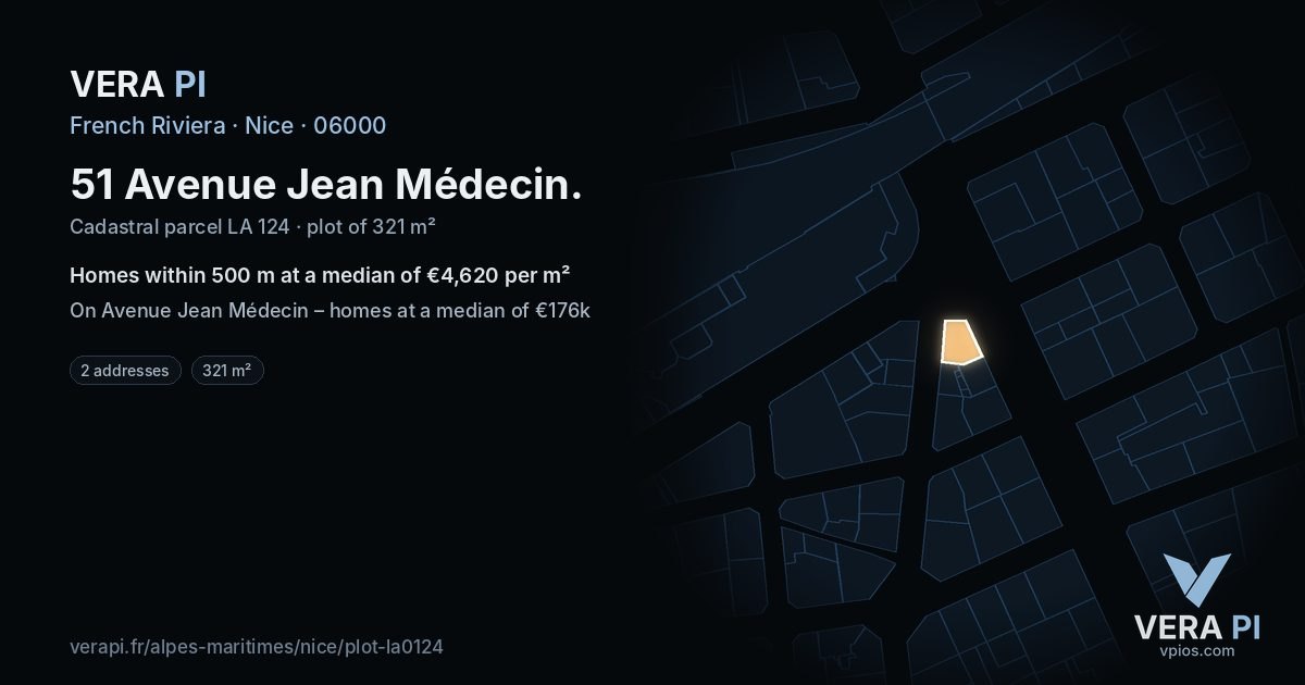 51 Avenue Jean Médecin, Nice at night – the plot lit, the parcels around coloured by the prices near them