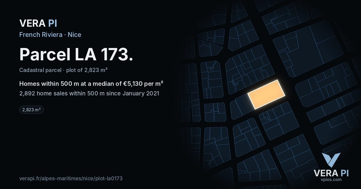 Parcel LA 173, Nice at night – the plot lit, the parcels around coloured by the prices near them