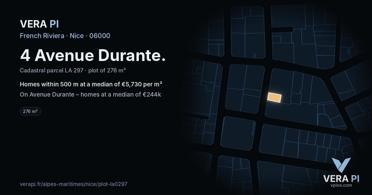 4 Avenue Durante, Nice at night – the plot lit, the parcels around coloured by the prices near them