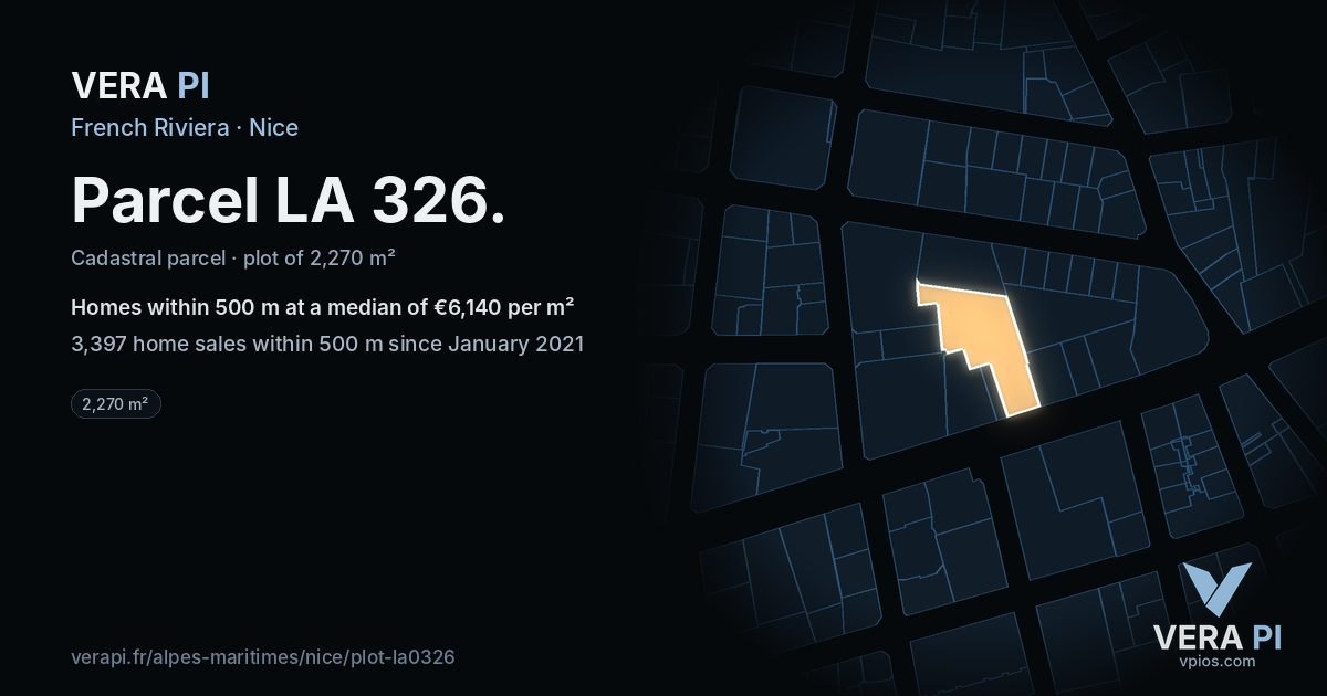 Parcel LA 326, Nice at night – the plot lit, the parcels around coloured by the prices near them