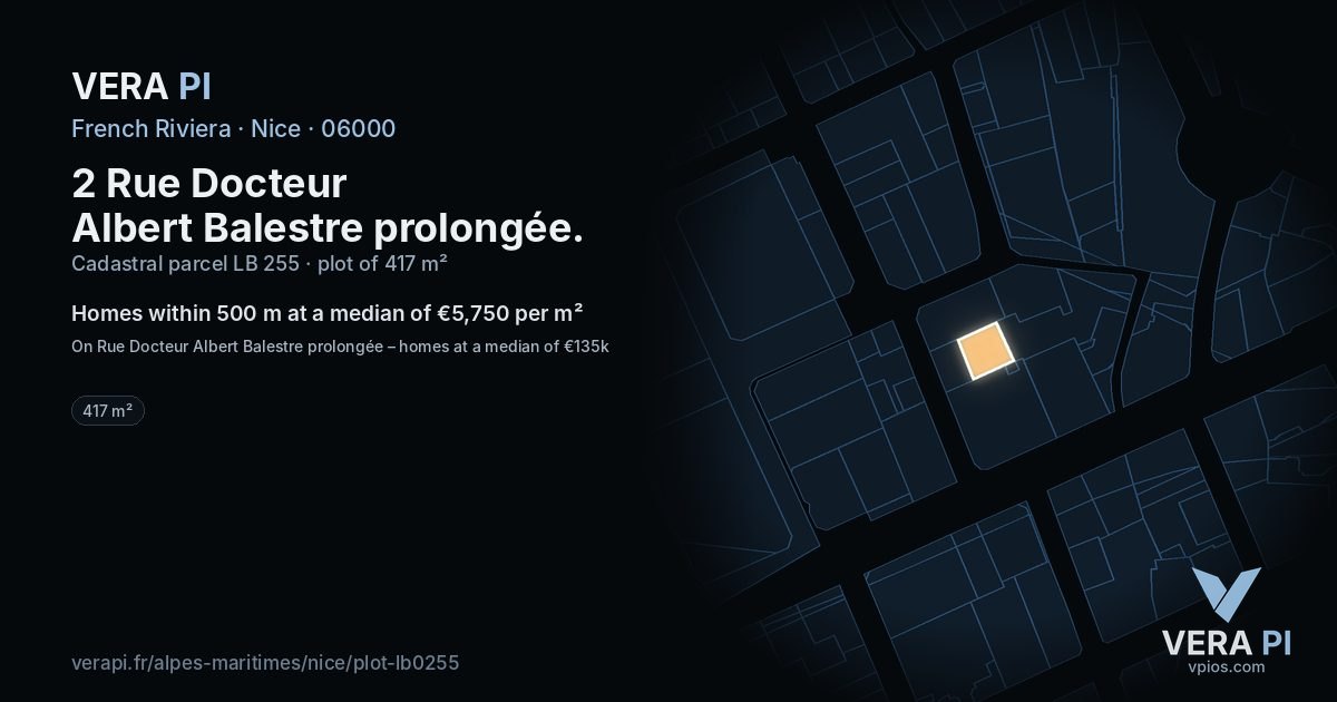 2 Rue Docteur Albert Balestre prolongée, Nice at night – the plot lit, the parcels around coloured by the prices near them