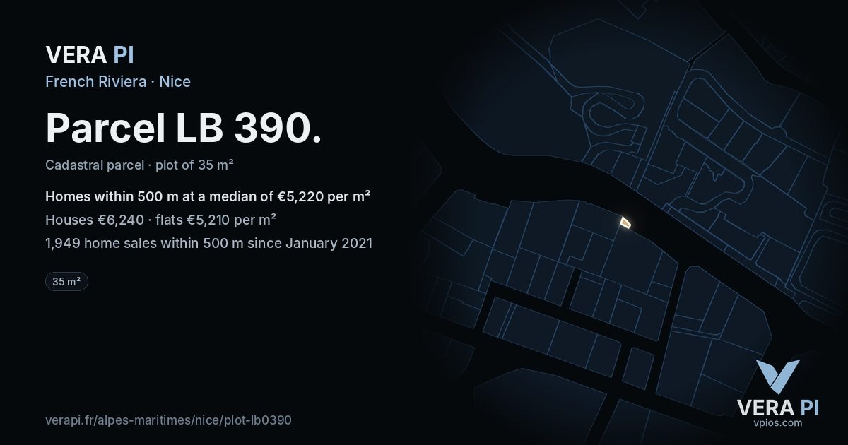 Parcel LB 390, Nice at night – the plot lit, the parcels around coloured by the prices near them