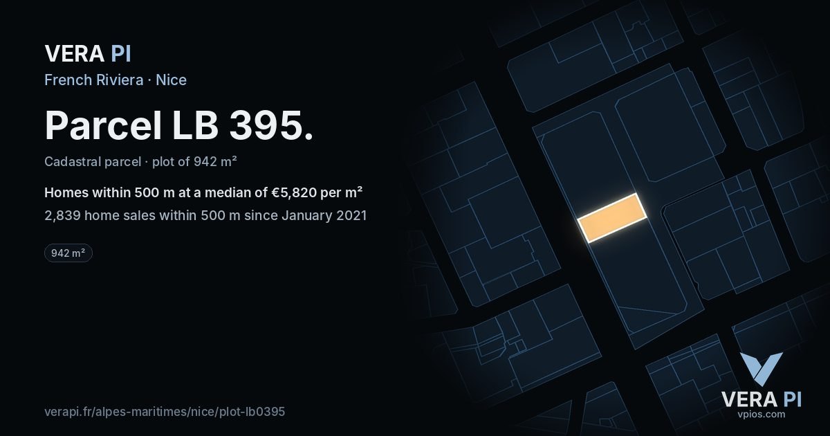 Parcel LB 395, Nice at night – the plot lit, the parcels around coloured by the prices near them