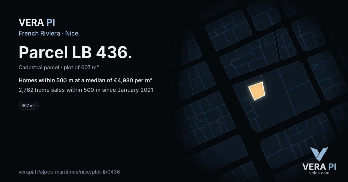 Parcel LB 436, Nice at night – the plot lit, the parcels around coloured by the prices near them