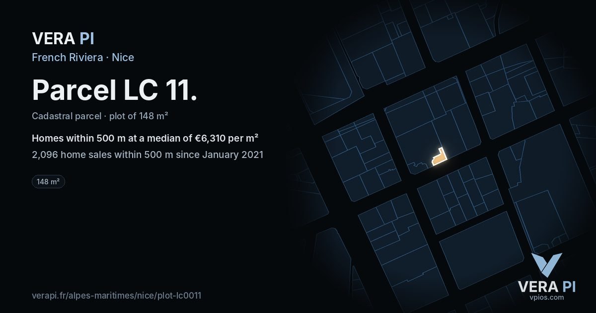 Parcel LC 11, Nice at night – the plot lit, the parcels around coloured by the prices near them