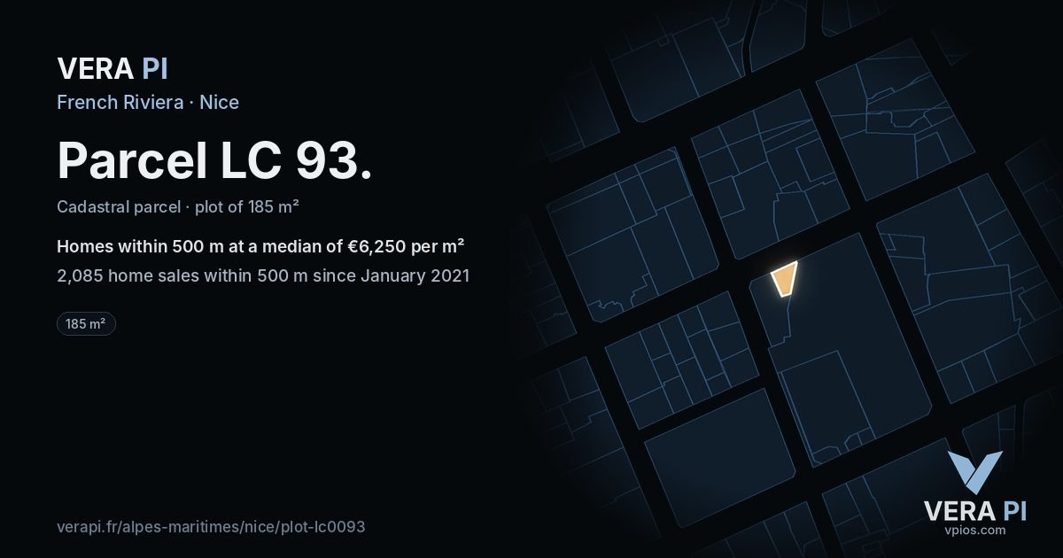Parcel LC 93, Nice at night – the plot lit, the parcels around coloured by the prices near them
