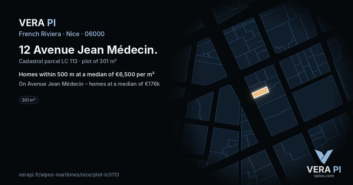 12 Avenue Jean Médecin, Nice at night – the plot lit, the parcels around coloured by the prices near them