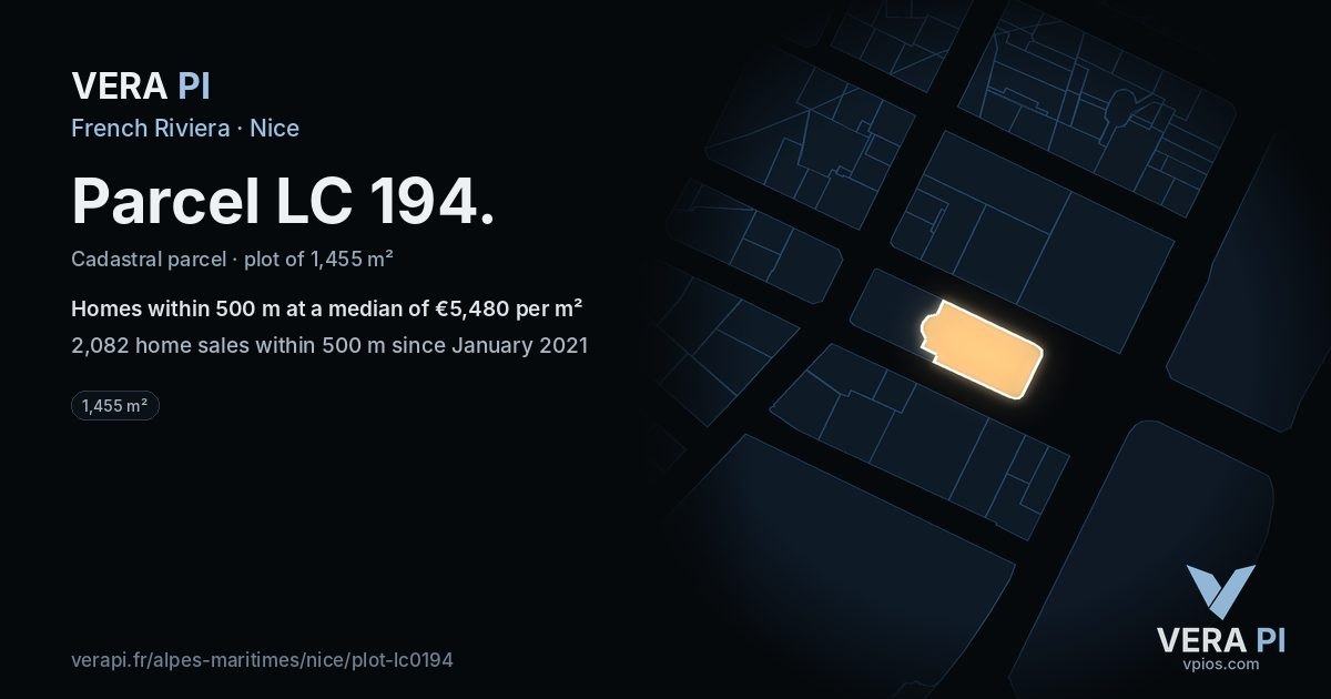 Parcel LC 194, Nice at night – the plot lit, the parcels around coloured by the prices near them